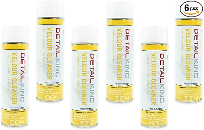 Detail King Automotive Velour Upholstery Cleaner (6 Pack) - Versatile Aerosol Spray - Fabric & Carpet