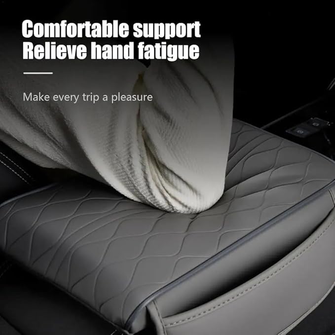 Car Center Console Cushion for Chevrolet City Express 2015-2018, Nappa Leather Memory Foam Armrest Cover with Side Storage Pockets, Auto Elbow Support Pad 1pc,Black