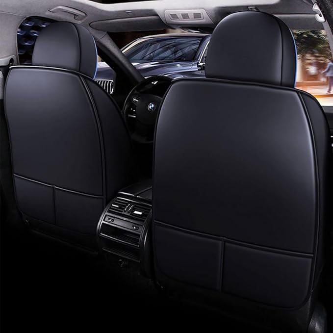 for Toyota RAV4 2008-2025 Car Seat Covers, Full Coverage Customized Seat Covers Premium Leather Waterproof Stain-Resistant Easy to Install (Front Set, Black&Blue)