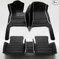 KaiLaiCarCustom Automotive Car Floor Mats for 99.99% Sedan SUV Sports Car Men Women Protection Full Coverage Pads Anti-Slip Leather Floor Lining (Black + White bar, E- Diamond + Strip +Color Bars)