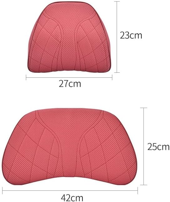 for Chevy Silverado 2007 2008 2009 2010 2011 2012 2013 Leather Car Seat Headrest Lumbar Cushion, Lumbar Support Pillow for Car,for Driving Traveling Relieving Neck Fatigue,1-D Red