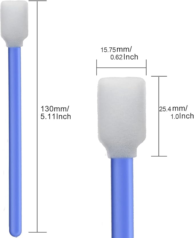 Wellgler’s 5.11" Foam Cleaning Swabs. Ideal for DTF Printers, Gun Maintenance, printheads, scanners, Camera Lenses, Chips, Hard Drives, Optical Lenses and Precision Optical Equipment. 200PCS.