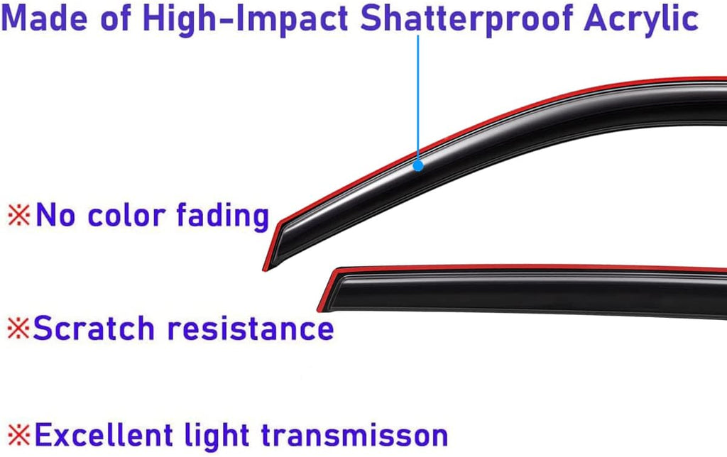 Lightronic Extra Durable Clip-on in-Channel Auto Vent Window Visor, Fits 1999-2004 Jeep Grand Cherokee, UV Protection Rain Guard, Original Wind Deflector, No-Drill Easy Install, Dark Smoke, 4-Pcs