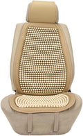 JSCARLIFE Tilia Wood Beaded Car Seat Cover - Breathable Ergonomic Driver Cushion for Cars/Trucks/SUVs | Hand-Knotted Beads, Lumbar Support & Cooling Tech (Beige)