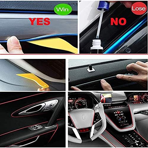 MaxLax El Wire Green Interior Car LED Strip Lights, 10m neon Wire 12V with Fuse Protection for Automotive Car Interior Decoration with 6mm Sewing Edge