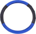 United Pacific 70405 18" Two Tone Steering Wheel Cover, Engineered Leather Construction, Euro Style, Large Grip – ONE Steering Wheel Cover – Black & Blue