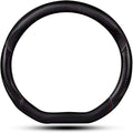 Car Carbon Fiber and Leather D-Shape Steering Wheel Cover, Stylish car Non-Slip Leather car Interior 15 inches Universal Red and Blue