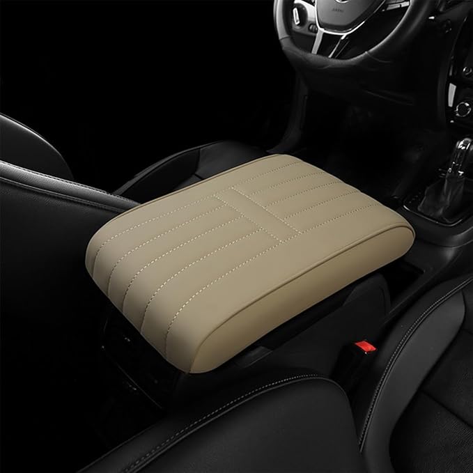 Car Armrest Pad for Porsche Macan 2014 2015 2016 2017 2018 2019 2020 2021 2022 2023 2024 Memory Cotton Armrest Box Pad Center Console Scratch Pad Box Cushion Protector,Beige