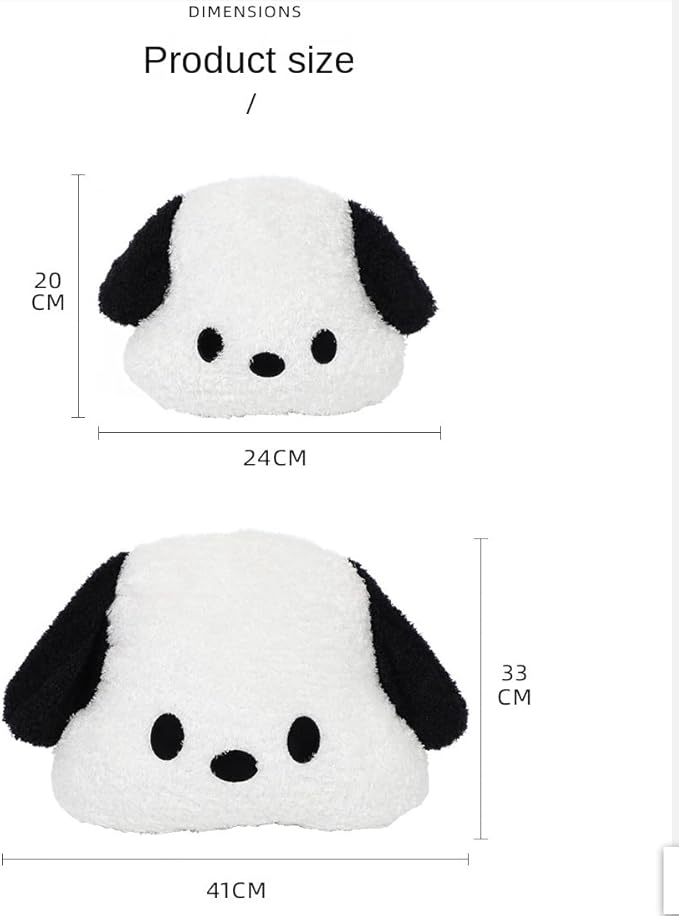Cute Car Headrest & Lumbar Support Seat Cushion Adorable Black & White Dog Pattern, Comfortable & Durable Accessories Pillow, Set Includes 1Headrest &1 Lumbar Support
