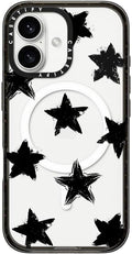 CASETiFY Impact Case for iPhone 16 [Slim / 8.2 ft. 4X Military Grade Drop Protection/Compatible with Magsafe] - Star Marks - Clear Black