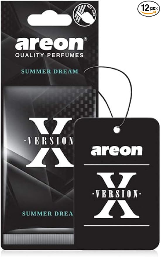 AREON X AXV09 Hanging Best Car Air Freshener Summer Dream Scent, Paper Hanging Ornaments, Long Lasting Scent for Car or Home - 12 Pack