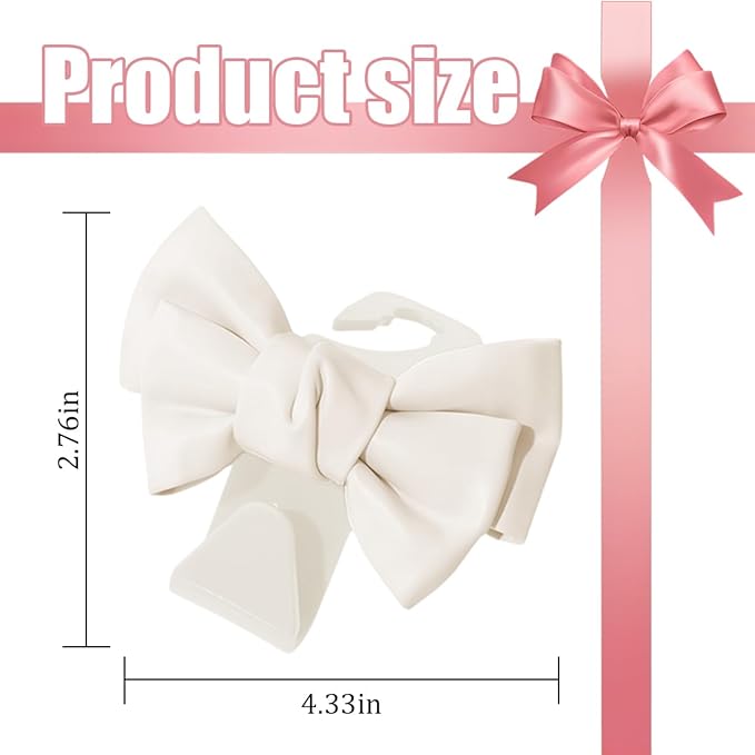 Car Headrest Hooks, 2PCS Cute Bow Vehicle Back Seat Hanger for Purses Bags, Automotive Interior Backseat Storage Hanging Organizer Decor Accessories, Universal for SUV, Sedan, Truck (White)