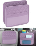 Mandark Car Seat Back Organizer, PU Leather Automotive Backseat Hanging Storage Pocket, Multipurpose Vehicle Travel Essentials Accessories for Kids & Adults, Universal for Most Cars (Purple)
