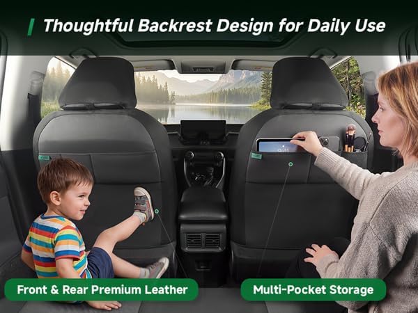 GIANT PANDA Rav4 Seat Covers Custom Fit for Toyota Rav4 2019 2020 2021 2022 2023 2024 2026 Hybrid&Gas(LE SE XLE XSE Limited Premium) No-Removal Seat Design,Installation-Friendly,Faux Leather