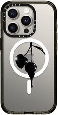 CASETiFY Impact iPhone 15 Pro Case [Slim/Compatible with Magsafe / 8.2 ft. 4X Military Grade Drop Protection] - Night Cherry - Clear Black