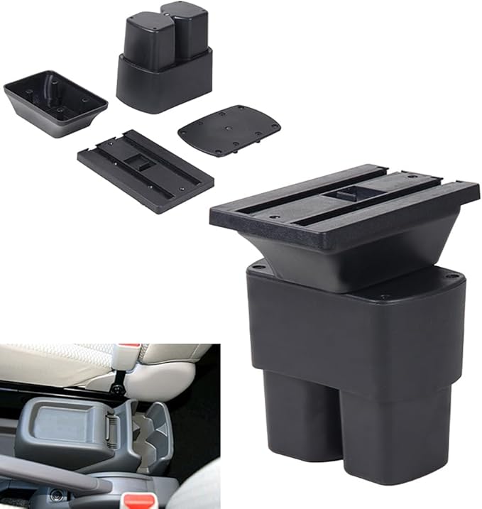 AULPHIKE Compatible with Nissan NV200 Armrest Car Center Console Organizer Armrests Double Door Storage with USB Ports（Black Style）