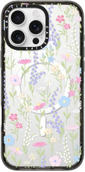 CASETiFY Impact Case for iPhone 16 Pro Max [Slim / 8.2 ft. 4X Military Grade Drop Protection/Compatible with Magsafe] - Pink Pastel Cute Floral - Clear Black