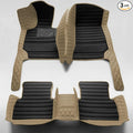 KaiLaiCarCustom Automotive Car Floor Mats for 99.99% Sedan SUV Sports Car Men Women Protection Full Coverage Pads Anti-Slip Leather Floor Lining (Beige Diamond + Black Strip, D- Diamond + Strip)