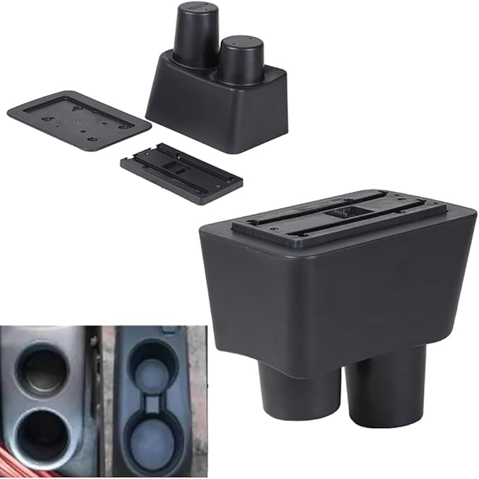 AULPHIKE Compatible with Nissan Versa Armrest 2012-2019 Car Center Console Organizer Armrests Double Door Storage with USB Ports（Black Style）