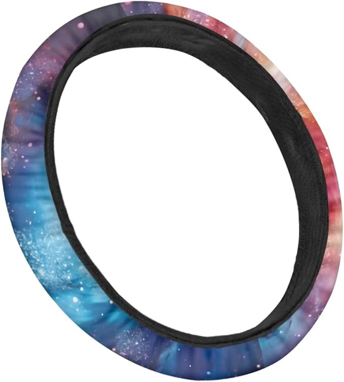 AFPANQZ Galaxy Novelty Red & Blue Auto Steering Wheel Covers Sweat Absorption Comfort Grip Anti-Slip Safety Stretch-on Easy Fix Machine Washable Steering Wheel Protection Cool 4-15 in