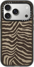 CASETiFY Impact iPhone 17 Pro Case [Slim/Compatible with Magsafe / 8.2 ft. 4X Military Grade Drop Protection] - Zebra-Brown - Clear Black