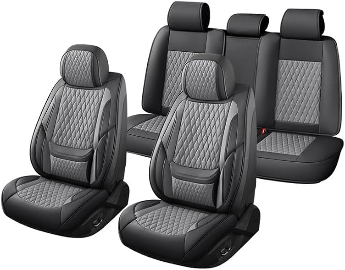 Car Seat Covers Full Set Custom Fit for Buick Envista 2024-2026 - Premium Faux Leather with Lumbar Support | Breathable, Waterproof, Anti-Slip, Durable (Black&Gray,Full Set)