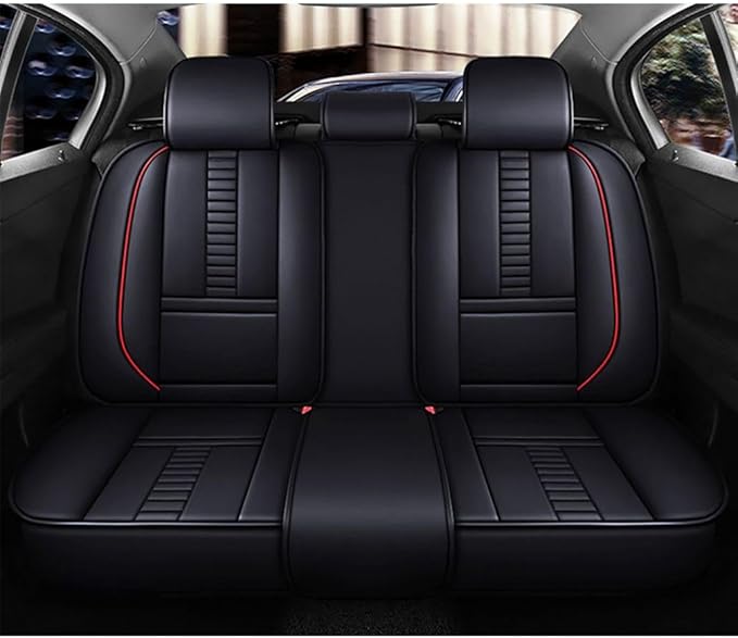 for Toyota RAV4 2008-2025 Car Seat Covers, Full Coverage Customized Seat Covers Premium Leather Waterproof Stain-Resistant Easy to Install (Full Set with Pillows, Black&Red)