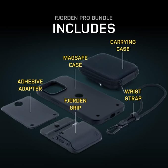 FJORDEN Pro Bundle for iPhone 16 Pro - Includes Fjorden Camera Grip, (MagSafe Compatible) iPhone Case, Black Rope Strap & Carry Case - Shoot Like A Pro with Your iPhone