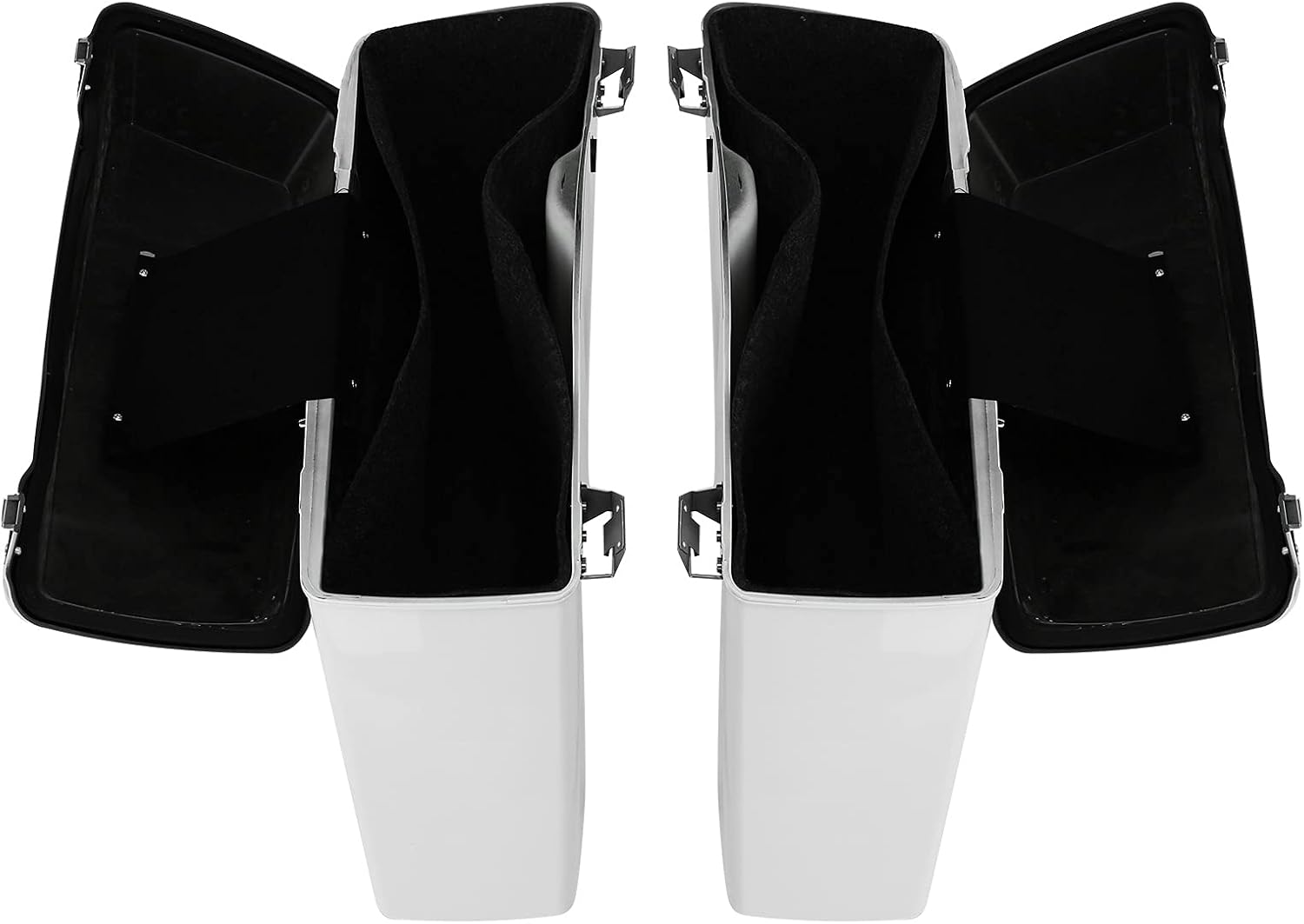 XFMT Motorcycle White Hard Saddlebags Saddle Bags Trunk W/Lids & Chrome Latches For Harley Touring Road King Street Glide Road Glide Electra Glide 1994-2013
