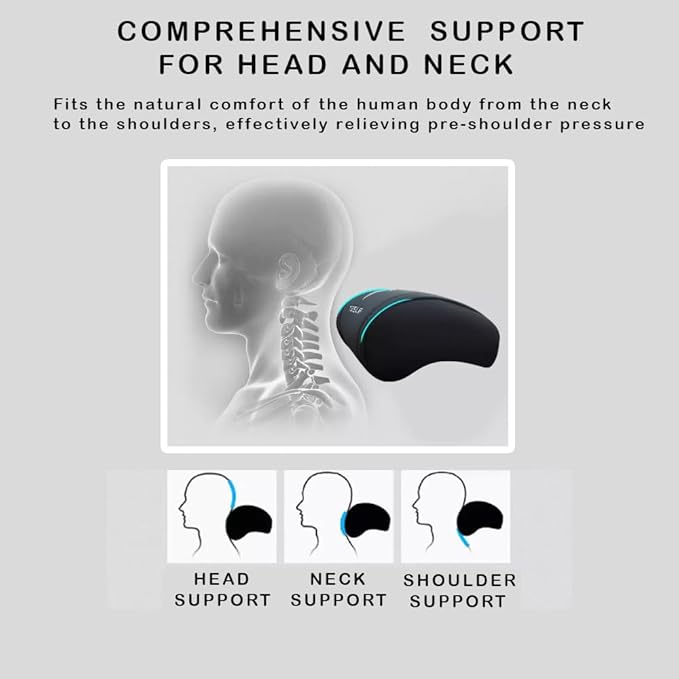 Car Headrest Neck Pillow Support Memory Foam Ergonomic Design Accessory for Driving Seat Fatigue Relief Compatible with Model S X 3 Y & Cybertruck - 1 Piece