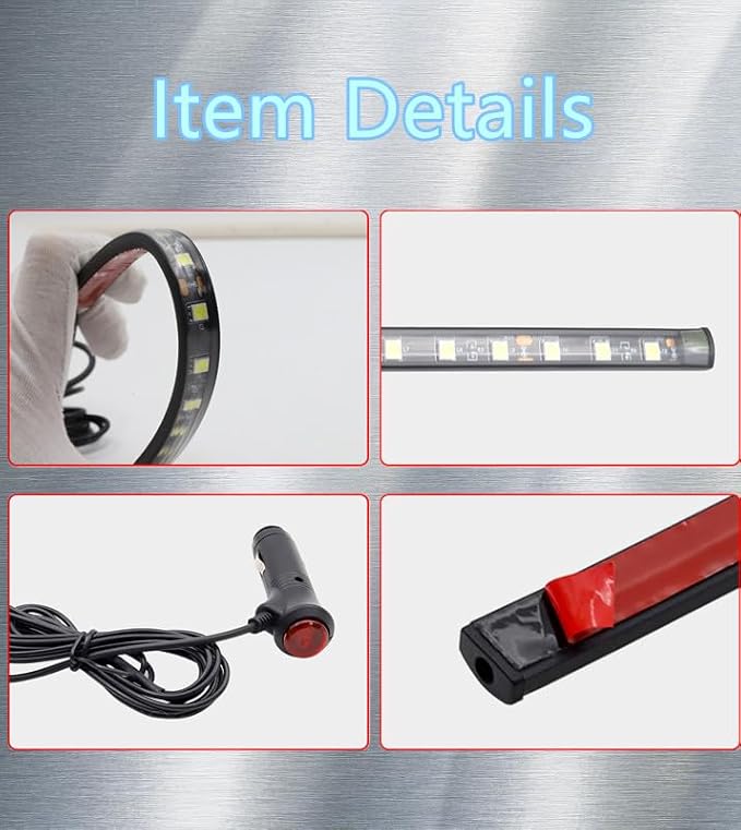 LED Interior Lights DC 12V Seat Ambient Light Cigaret Lighter, Car Uncer Dash LED Light Strip DRL Daylight Strip Car Atmosphere Lights-2 splitters in1 (White)