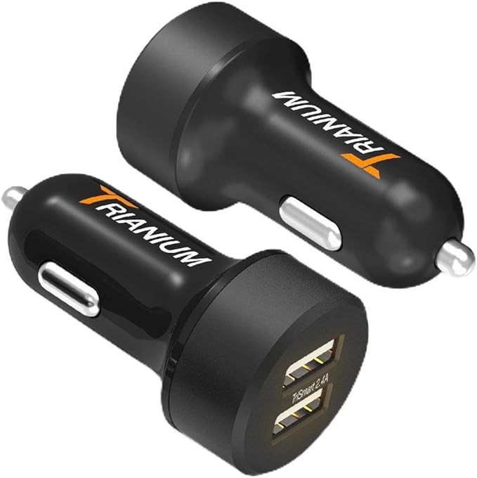 Trianium Car Charger 24W (2 Pack) Dual Charger Adapter, AtomicDrive SmartUSB Compatible iPhone 12 11 Pro Max/XR/XS Max/X/8/7/6s/6 Plus, iPad Pro/Air2/Mini,Galaxy S20,Note,LG,Nexus,HTC,Huawei,and More