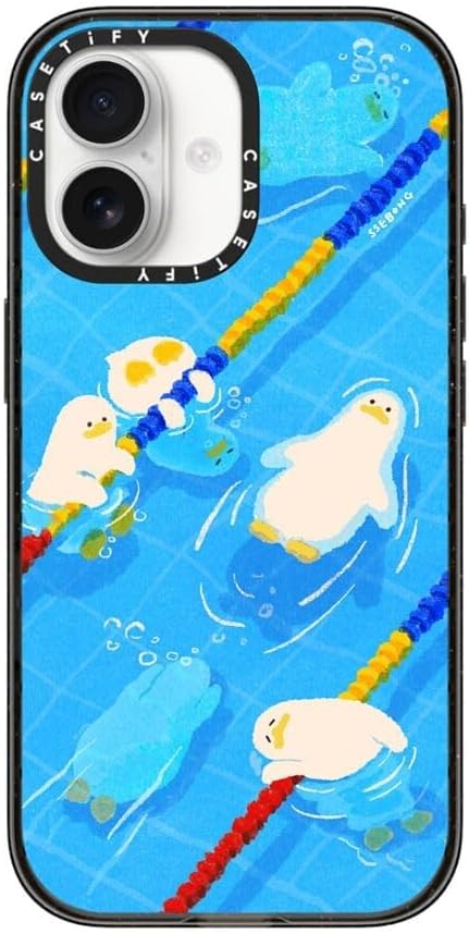 CASETiFY Impact iPhone 17 Case [Slim/Compatible with Magsafe / 8.2 ft. 4X Military Grade Drop Protection] - Pool time - Clear Black