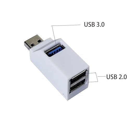 (2 Pack) USB 2.0 Splitter,3-Port USB 3.0 Hub, USB Port Expander Dongle Portable for PC, Laptop and More (White)