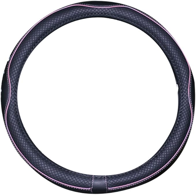 Mayco Bell Small Size Steering Wheel Cover Anti-Slip,Safety,Soft,Breathable,Durable,Full Surround,Comfortable Grip Microfiber Leather (14-14.25 inch, Black Pink)