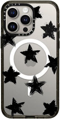 CASETiFY Impact Case for iPhone 15 Pro Max [8.2ft 4X Military Grade Drop Protection/Compatible with Magsafe] - Star Marks - Clear Black