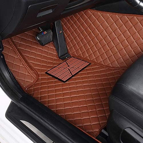 Custom Floor Mats for Cars fit 95% Sedan SUV Sports Car Full Coverage All Weather Men Women Pads Protection Non-Slip Leather Floor Liners (Black Grey Stitching)