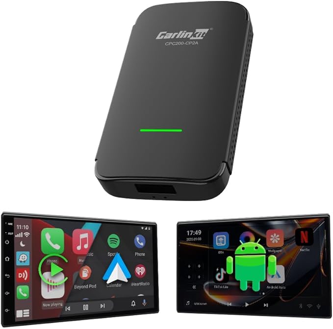 CarlinKit Wireless CarPlay Adapter CPC200-CP2A PRO: Wired CarPlay to Wireless CarPlay/Android Auto Upgrade & Android 12.0 System Unlock The, Built-in Net-Flix/You-Tube/TIK-Tok(Black)