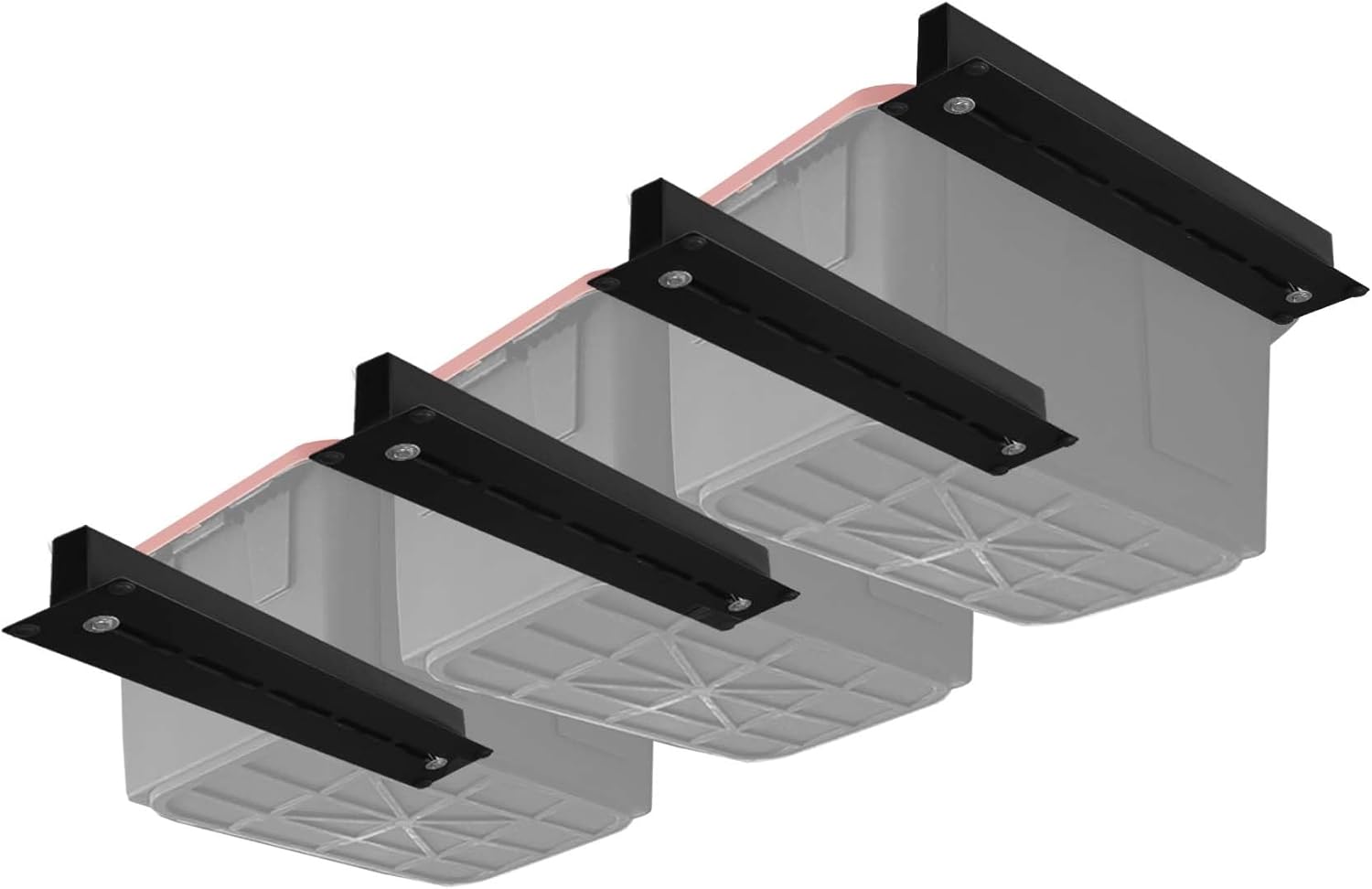 Adjustable Overhead Garage Storage Rack System – Heavy-Duty Ceiling Bin Rail Organizer for Most Storage Bins, Fits 3 Bins per Set (4 Sets Included)