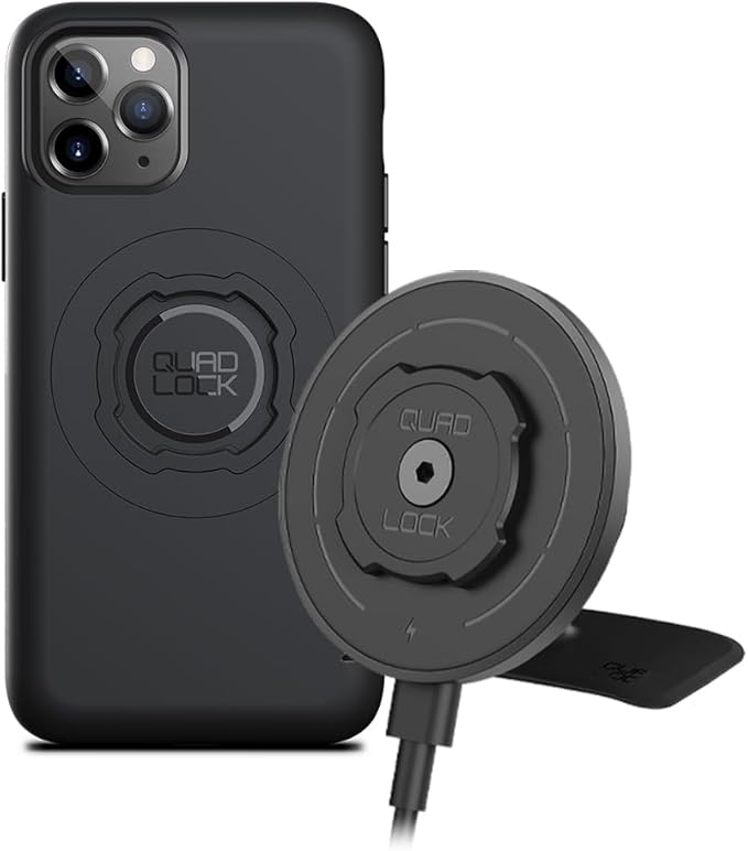 Quad Lock Adhesive Dashboard/Console Car Phone Holder Kit with MAG Wireless Charging Head V2 and MAG Phone Case for iPhone 11 Pro