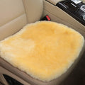 Fluffy Genuine Australia Sheepskin Car Seat Cover for Auto Interior Accessories with Soft Fuzzy Wool Eco-Friendly Natural Fur Non-Slip (Light Yellow, Front)
