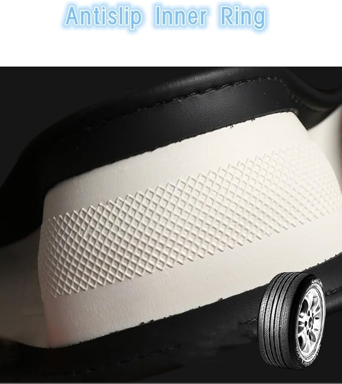 (15-19inch) Car Steering Wheel Cover Rubber Inner Ring All Car Universal Four Seasons Universal Thin Fiber Leather Anti-Slip 16 17 18 19 inch for Truck (17inch, Black)