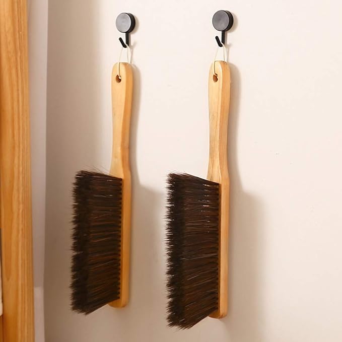 Hand Broom,Horse Hair Brushes,Soft Horsehair Upholstery Brush with Handle,Shop Brush Dustpan,Foxtail Broom,Dust Broom for Bench/Couch/Furniture/Couch/Counter/Bed/Fireplace Ash Dusting,Duster Cleaning
