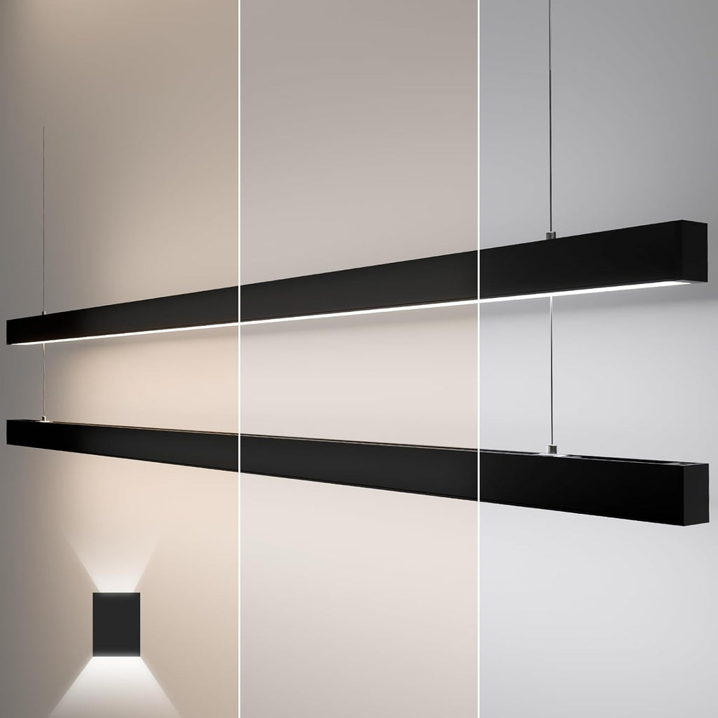 8FT LED Linear Light,100/90/80/70/60W Up and Down Light, 3000/4000/5000K CCT,Commercial And Residential Linear Lights Fixture for Office,Pendant Lights for Home,Shop,Garage,Basement,School-2Pack