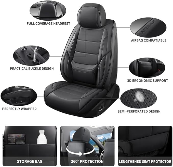 Car Seat Covers Full Set Fit for Buick Encore GX 2012-2026, Premium Faux Leather Waterproof Car Seat Protectors with Lumbar Support, Breathable Anti-Slip Easy to Install(Black,Full Set)