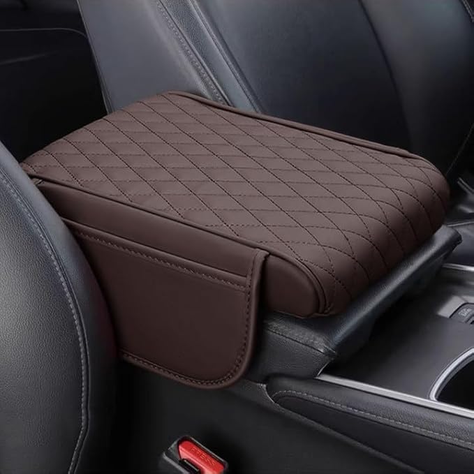 Car Armrest Pad for Ford Bronco Sport (CX430) 2021 2022 2023 2024 2025 2026 Leather Armrest Box Mat Center Console Cushion Pad Universal Armrest Seat Box Cover Protector,Brown