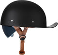 Vintage Retro Open Face Motorcycle Helmet Baseball Cap Half Helmets with pull-down Lens for Men Women Moped Cap Jet Scooter Street Cruiser - DOT Certified (Matte Black,X-Large)