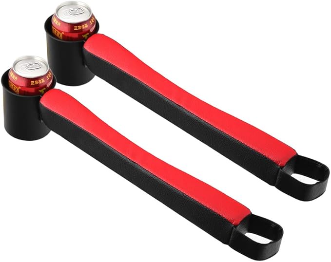 Supin 2 Prices Car Seat Gap Filler Pad PU Leather Console Side Pocket Organizer and one Cup for Cellphone Wallet Coin Key (Black+Red)