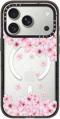 CASETiFY Impact iPhone 17 Pro Case [Slim/Compatible with Magsafe / 8.2 ft. 4X Military Grade Drop Protection] - Sakura Cherry Saturday - Clear Black