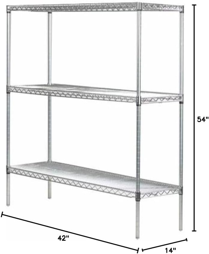 Omega 14" Deep x 42" Wide x 54" High 3 Tier Chrome Starter Shelving Unit